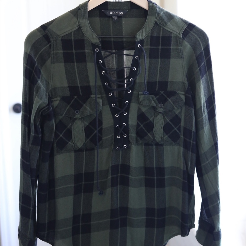 Flannel lace up shirt